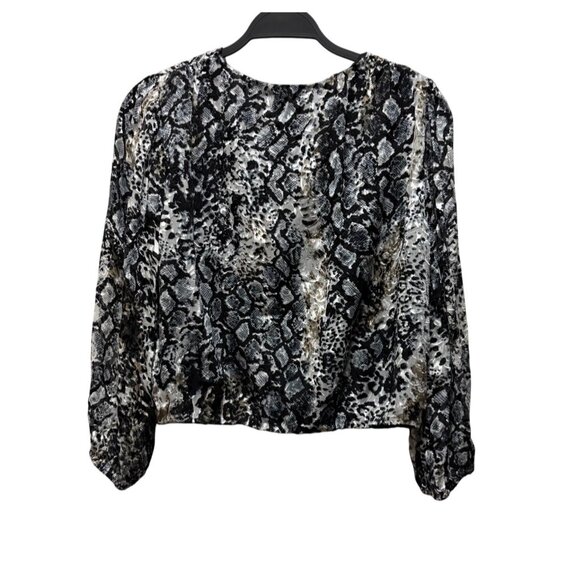 Alice + Olivia Luba Faux Wrap Snake Print Burnout Blouse Silk Blend Size M - Picture 2 of 7